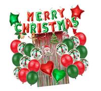 GARVALON Lot de 46 set de Ballons Décoratifs de Noël en Aluminium Kit Fête Ballons 12 Pouces Rouge Mat et Vert Brillant Étoiles et Cœurs 18 Pouces Guirlandes Spirales pour Décoration