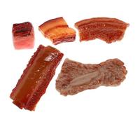GARVALON Lot de 5 Modèles Réalistes de Côtes de Porc Braisé Factices Décorations Décoratives en Plastique Accessoires Photo Amusants Cuisine et Jeux d'Imitation