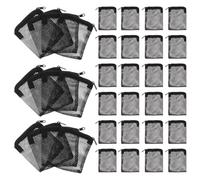 GARVALON Lot de 50 Paquet Filtrants en Polyester Noir avec Fermeture Éclair pour Aquarium, Maille Fine Réutilisable pour Filtration des Anneaux Céramiques et Entretien Facile