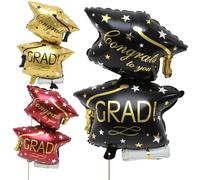 GARVALON Lot de 6 Ballons Décoratifs de Remise de Diplôme en Aluminium 3 Couleurs Finition Métallique pour Décoration de Fête Anniversaire et Photobooth Fournitures de Fête de Fin