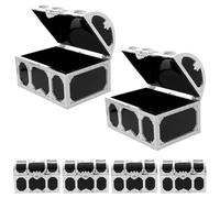 GARVALON Lot de 6 Boîtes à Bonbons Créatives Grand Format Coffres au Trésor Argentés Intérieur Noir Contenant Solide en Plastique pour Mariage Fête et Rangement Décoratif