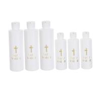 GARVALON Lot de 6 Fioles d'eau Bénite Catholiques en Plastique Transparent Croix Rechargeables Capacité 250 ML et 118 ML Bouteilles Religieuses Portables pour Baptême Communion et