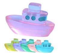 GARVALON Lot de 6 Mini Bateaux Lumineux en Résine Décorations Miniatures pour Maison de Poupée Ornements de Micro-Paysage Rustique Modèles de Bateaux Miniatures Colorés Décor Jardin et