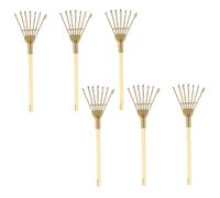 GARVALON Lot de 6 Mini Râteaux en Fer Doré 7 Dents Décoration Murale et Accessoires pour Maison de Poupée Outils de Jardin Miniature pour Bureau et Bac à Sable Ornement Vintage et
