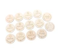 GARVALON Lot de Cartes Commémoratives en Bois Design Créatif pour Bébé Accessoires Photo Matériau en Bois Beige pour Grossesse et Souvenir de Croissance