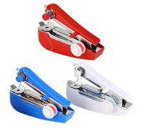GARVALON Machine à Coudre Manuelle Portable 3 Pièces Mini Légère pour Couture Domestique et Réparation Vêtements, Outil de Couture DIY Compact en Blanc Bleu Rouge, Voyage et Usage