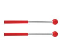 GARVALON Maillets pour Tambour à Langue 1 Paire, Baguettes de Percussion Universelles Tête en Matériau Solide, Poignée Métallique Rouge Ergonomique, Adaptées Marimba et Xylophone