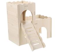 GARVALON Maison en Bois pour Hamsters Échelle Cachette Labyrinthe pour Cobayes et Souris Habitat Naturel Sécurisé et Ludique pour Petits Rongeurs D’Escalade Solide