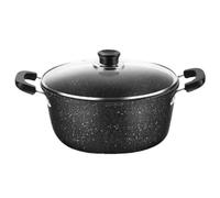 GARVALON Marmite Antiadhésive en Fer Couvercle, Casserole à Soupe Profonde 3,5 L, Ustensile Cuisine à Poignées Doubles, Nettoyage Facile, Usage Quotidien Cuisine