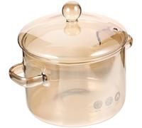 GARVALON Marmite en Verre Borosilicate 1500Ml avec Couvercle et Double Poignée Casserole Résistante à la Chaleur pour Cuisson Maison pour Ragoût Soupe Coréenne Cuisine Quotidienne