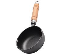 GARVALON Mini Poêle à Frire en Fonte 11 Cm avec Manche en Bois, Petite Casserole à Huile pour Cuisson Rapide, Pot à Fondre le Beurre la Cuisine Maison et Restauration