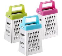 GARVALON Mini Râpe à Fromage Manuelle 3 Pièces en Acier Inoxydable Râpe à Légumes et Fruits Taille Compacte Couleurs Bleu Vert Clair et Rose Fuchsia Ustensile Cuisine Multifonction