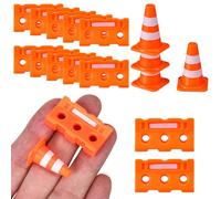 GARVALON Mini Traffic Signs and Road Cones Toy Set for Plastic Educational Traffic Cones and Fences Safe Creative Play for Boys