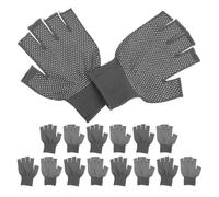 GARVALON Moufles de Travail Antidérapants 8 Paires à Demi-doigts | Polyester et Pvc, Design sans Doigts, Mobilité Accrue, pour Montage, Jardinage et Outils Manuels