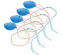 GARVALON Ocarina 6 Trous Mini Portable en Plastique Bleu Lot de 4 Pièces Instrument de Musique Traditionnel pour Débutants Garçon et Filles Ocarina d'Entraînement Couleur Aléatoire