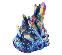 GARVALON Ornement en Amas de Cristal Naturel 70 G, Cristaux Colorés Électroplaqués, Décoration Bureau et Jardinage, Ornement en Grappe Multicolore, Présent Fête et Bien-