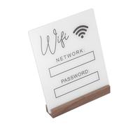 GARVALON Panneau de Mot de Passe Wi-Fi en Acrylique Blanc avec Socle Allongé et Stylo Panneau Vertical pour Bureau et Hôtel Signalétique Réseau pour Maison et Commerce Décoration