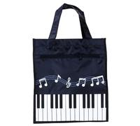 GARVALON Paquet Fourre Tout Note Créatif en Tissu Non Tissé Noir | Léger, Pliable Fermeture Éclair, pour Plage et Pique Niques, Motif Musical, Format Pratique