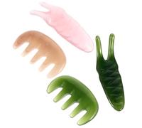 GARVALON Peigne de Massage Cheveux 4 Pièces Rose, Grattoir Guasha Visage et Yeux, Masseur Nez Naturel, Outil Détente Cuir Chevelu et Soin Peau Contour des Yeux