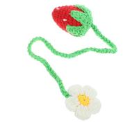 GARVALON Pendentif Intérieur de Voiture en Crochet Fait Main, Décoration Suspendue Fraise et Muguet Rouge, Accessoire Artisanal Macramé, Ornement pour Rétroviseur, Présent Original Voiture