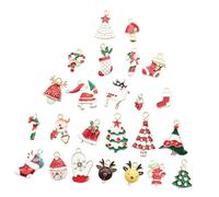 GARVALON Pendentifs de Noël DIY en Alliage 24 Pièces Breloques Colorées pour Collier et Bracelet Accessoires de Bricolage Festifs Motifs Sapin Père Noël Flocon Élans - Décoration