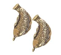 GARVALON Pendentifs Porte-clés en Laiton Forme Poisson Lot de 2 pour Loisirs Créatifs, Mini Breloques Vintage Doré, Décoration Bijoux Diy, Présent Chance Feng Shui, Usage Quotidien