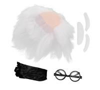 GARVALON Perruque De Vieil Homme Lunettes De Chercheur Moustache Sourcils De Déguisement Pour Cosplay Halloween Costume Père