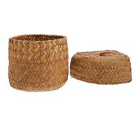 GARVALON Petit Panier Tressé en Herbe Marine pour Fleurs avec Couvercle | Format Mini, Décoration et Rangement Léger, Jaune, pour Fleuristes et Fêtes, Boîte D'emballage Présent