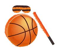 GARVALON Piñata en Carton de Ballon de Basket-Ball Kit Complet avec Bâtonnet et Bandeau Décoration pour Fête d'Anniversaire Garçon et Filles Thème du Sport Activité Ludique et Festive