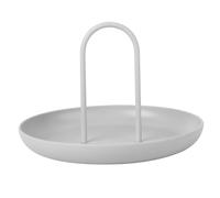GARVALON Plateau de Rangement Rond Gris Blanc, Bac Multifonction Léger pour Bureau et Couloir, Organisateur de Bureau pour Clés et Cosmétiques, Plateau Décoratif Pratique et Compact