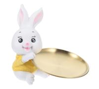 GARVALON Plateau Décoratif de Lapin Rose, Vide-Poches Multifonction, Céramique, Rangement Intérieur pour Bijoux et Clés, Accessoire Déco pour Console ou Table D'entrée, Présent Original