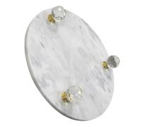 GARVALON Plateau Décoratif Rond en Marbre Naturel Support Multifonction pour Desserts et Fruits Accessoire de Salle de Bain Élégant 30 CM Surface Polie Lisse Usage Maison et