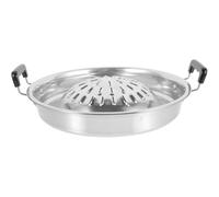 GARVALON Poêle à Griller Coréenne Ronde en Métal Plaque de Cuisson Portable pour Barbecue Coréen pour Sorties en Plein Air et Réunions Surface Extra-Épaisse pour Chaleur Homogène et