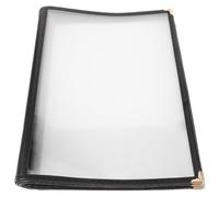 GARVALON Porte-Menu Transparent PVC A4 6 Pages Noir Protège-Menu Restaurant Imperméable Couverture de Menu Résistante pour Livres de Menus et Dépliants de Restaurant