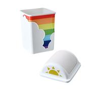 GARVALON Poubelle Chambre Arc-ciel avec Couvercle Conteneur à Déchets Compact Plastique Léger pour Bureau Salle de Bain et Chambre Garçon Fille Motif Nuage Rangement Pratique des Ordures