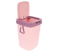 GARVALON Poubelle Plastique avec Couvercle à Bouton Poussoir Capacité Spacieuse Silencieuse Design Carré pour Cuisine Salon Salle de Bain Couleur Rose Modèle Petit