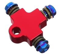 GARVALON Raccord de Durite de Frein Moto en T Rouge avec Vis Banjo en Titane Adaptateur Rallonge pour Double Disque Support Hydraulique Compatible Motos et Vélos Électriques