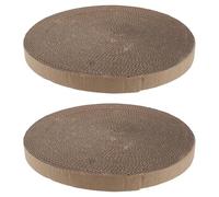 GARVALON Recharge Ronde en Carton Ondulé Haute Densité pour Griffoir de Sol pour Chat - Lot de 2 Inserts de Remplacement Diamètre 34 CM - Coussinets Silencieux pour Griffoir Intérieur