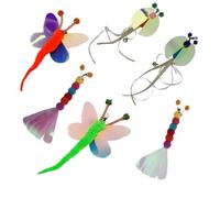 GARVALON Recharges pour Bâtonnets de Jeu pour Chat Intérieur, Lot de 6 Pièces Mixte, Abeille et Chenille Pailletés, Accessoires Sûrs pour Jouets Interactifs et Stimulation du Chaton