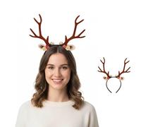 GARVALON Serre-tête renne Noël unisexe avec cornes de cerf en velours marron, accessoire festif pour fête et décoration de Noël