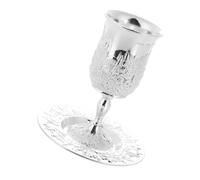 GARVALON Set de Coupe à Vin Kiddush Argent Plaqué avec Soucoupe pour Shabbat Coupe à Vin de Bureau Judaica pour Célébration de Pâque et Shabbos