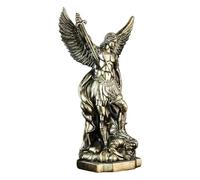 GARVALON Statue Archange Résine Style Bronze Ancien Ornement de Bureau et Décoration Chrétienne de Protection Sculpture Artistique pour Maison et Bureau Cadeau Collectible Noël