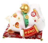 GARVALON Statue Chat Résine Fortune Maneki Neko Décoration Bureau Maison Léger Résistant Chute Ornement Feng Shui