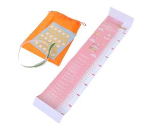 GARVALON Tapis de Mesure pour Bébé 0-3 Ans Toise, Mètre Ruban pour Tour de Tête et Pointure, Tapis de Croissance Rose Paquet de Rangement et Stickers, Suivi Précis Taille et Circonférence