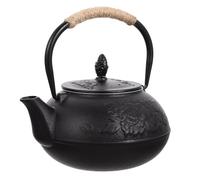 GARVALON Théière Fonte Noire pour Cuisinière Bouilloire Fonte Rétro pour Maison Pratique pour Thé et Café et Facile à Nettoyer