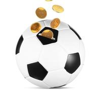 GARVALON Tirelire Ballon de Football Petit Modèle en Vinyle Souple Coffre à Monnaie pour Garçons 8-12 Ans Décoration Chambre Thème Football Caisse D’Épargne Ludique et Pratique