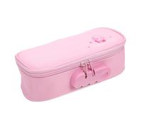 GARVALON Trousse à Crayons Portable avec Serrure à Code, Grosse Capacité en Tissu Oxford Rose, Pochette Multi-usages pour Fournitures Scolaires et Bureau, Étui à Stylos Pratique