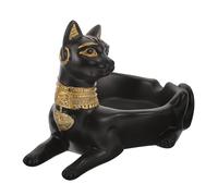 GARVALON Vide-Poche en Résine Texturée Forme Chat Égyptien, Plateau Décoratif Multifonction pour Bijoux et Rangement Bureau, Assiette à Bagues Design Artistique pour Chambre et Salon