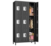 Garvee 1 Cabinet Métallique de Garage 82'' à roulettes - Portes Verrouillables - 4 Étagères Réglables - Panneau à Crochets - Casier à Outils Mobile pour Atelier, Maison, Bureau