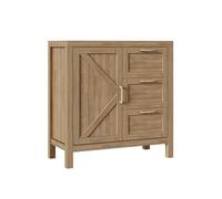 Garvee 1 Ensemble de Placard de Rangement en nid d'abeille - Porte Unique + 3 tiroirs, Couleur Noyer, 98 x 45,5 x 30 cm, Meuble de Rangement pour Salon/Salle à Manger, Armoire de Rangement pour